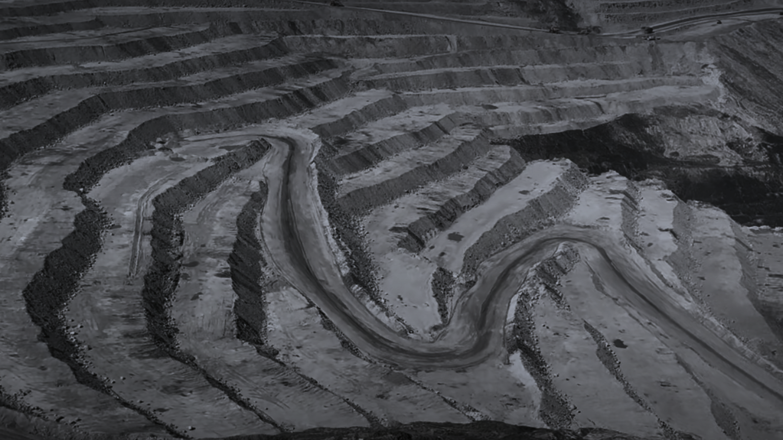 Open-pit mine, working benches